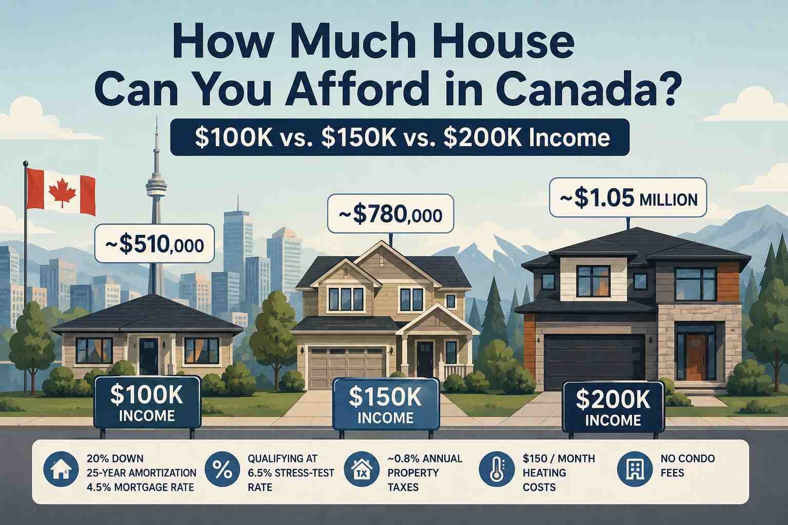 How Much House Can You Afford in Canada? $100K vs. $150K vs. $200K Income