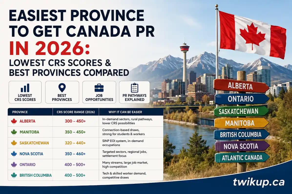 Easiest Province to Get Canada PR in 2026: Lowest CRS Scores & Best Provinces Compared