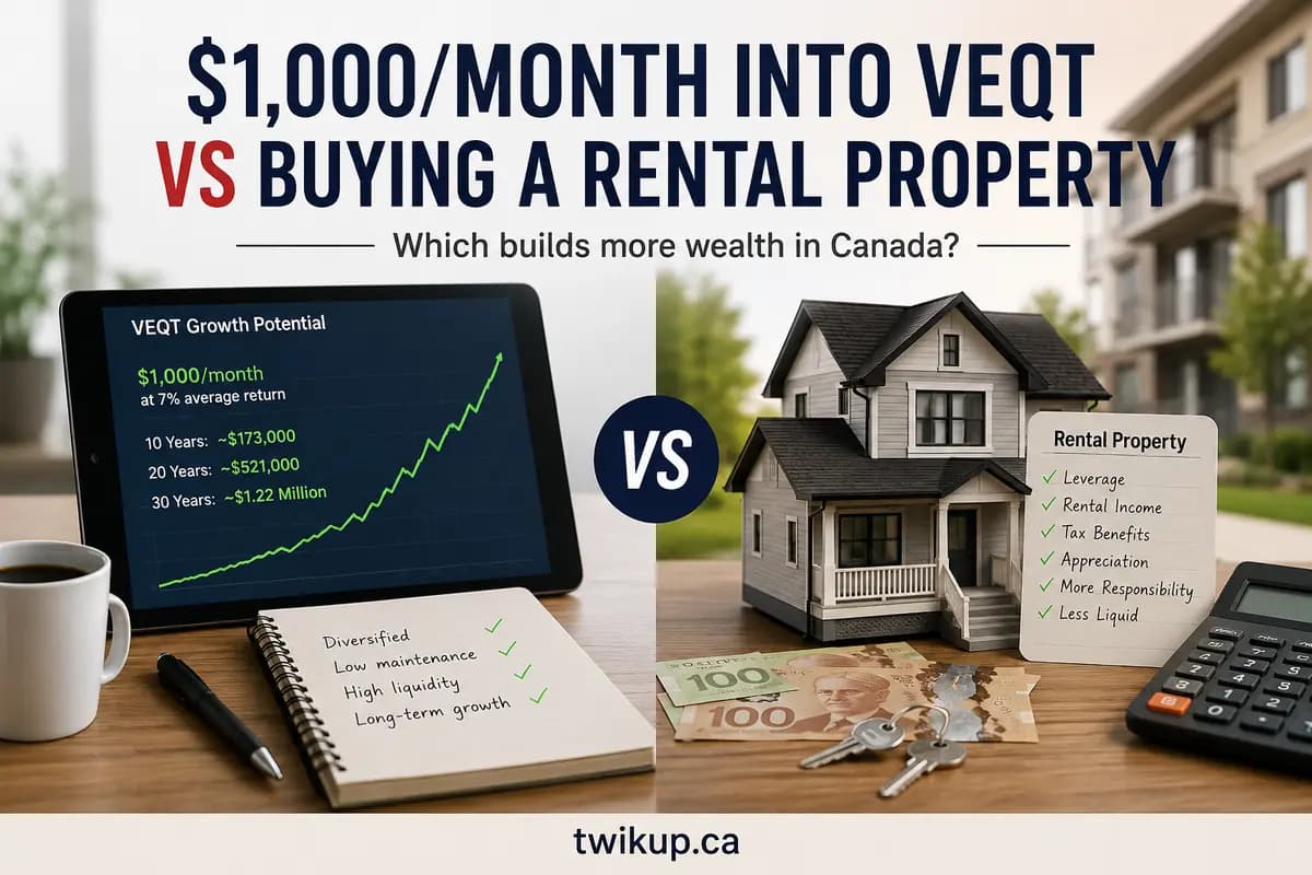$1,000/Month Into VEQT vs Buying a Rental Property: Which Builds More Wealth in Canada? (2026)